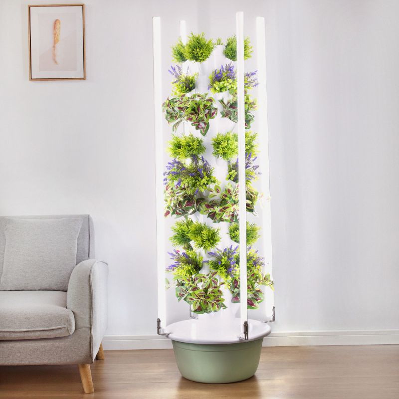 Hydroponic Tower - LED 식물 재배등을 갖춘 수직 수경