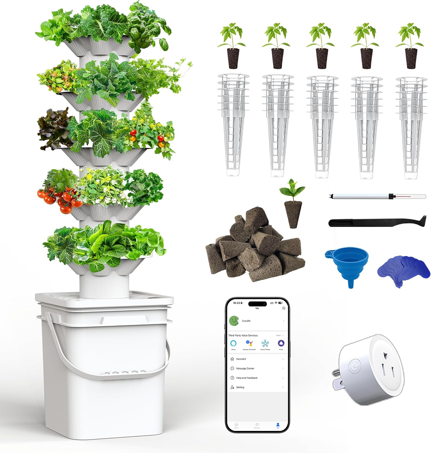 수경재배 시스템 키트 5층 수경 타워 30개 재배구 공 - Hydroponic Tower 리뷰 및 가격