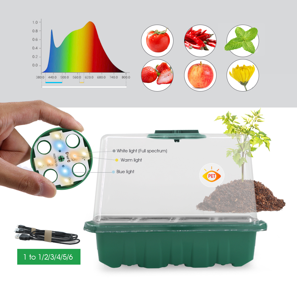 성장 빛 식물 씨앗 스타터 트레이와 LED 보육 냄비  - Grow Light Led 리뷰 및 가격