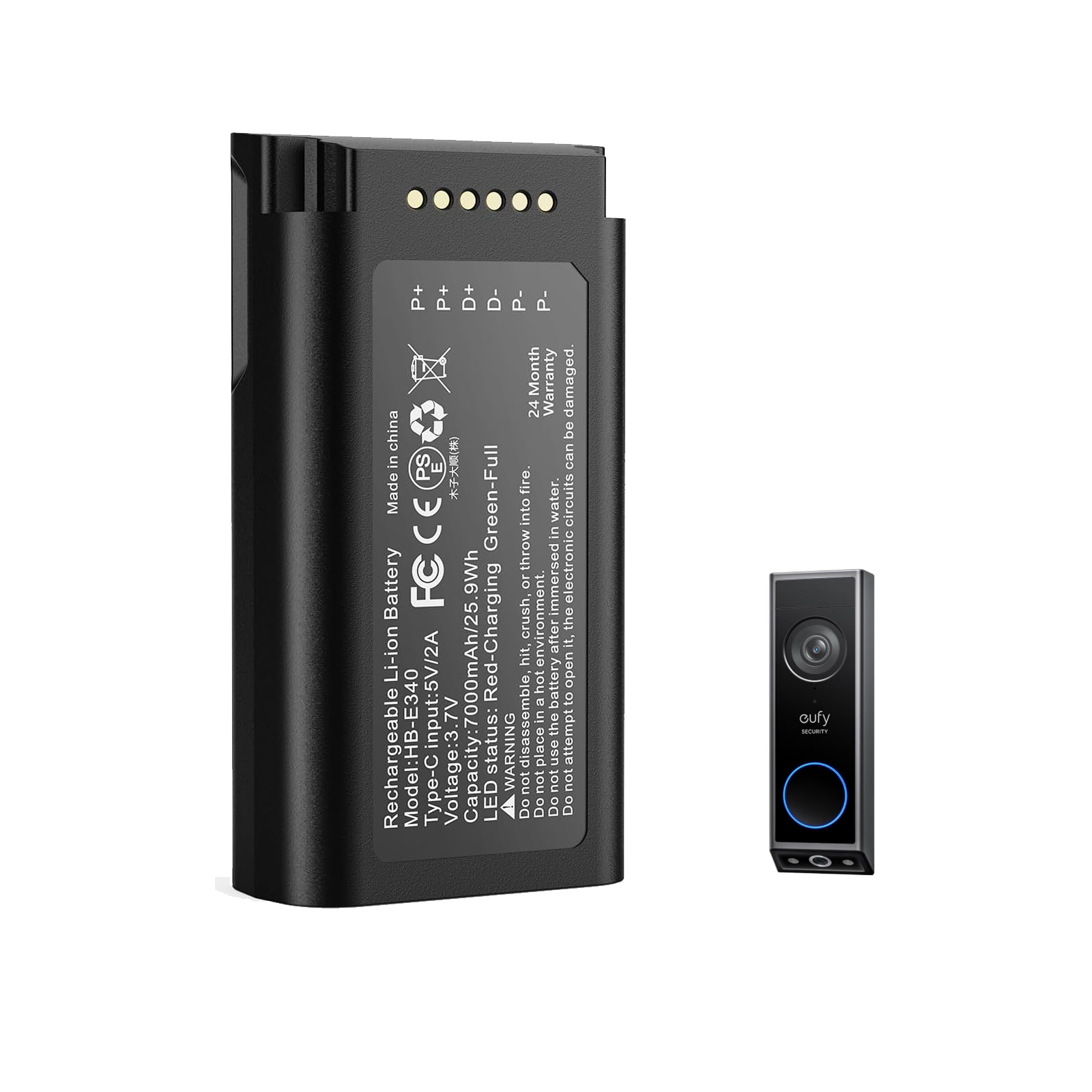 유피 E340 비디오 도어벨용 7000mAh 충전식 리 - Eufy Camera S340 리뷰 및 가격