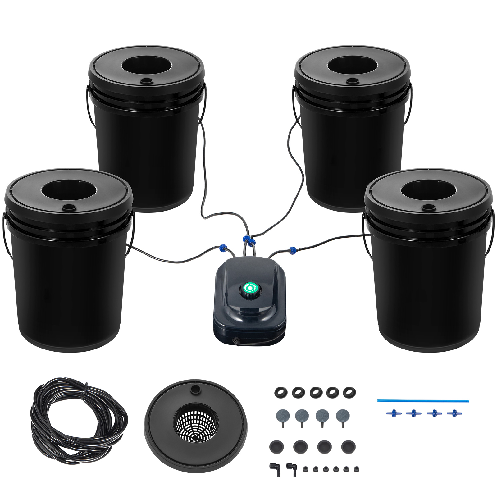 DWC 수경 재배 시스템, 5갤런 용량, 4개의 양동이 - Indoor Garden Kit 리뷰 및 가격